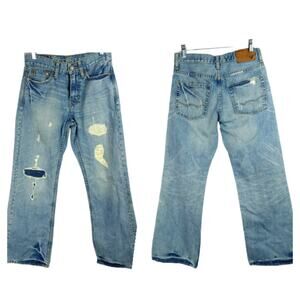 AMERICAN EAGLE~ Distressed Destroyed Patched Bootcut Jeans ~26 X 28